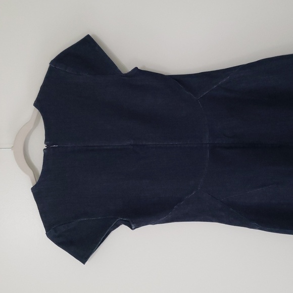 Banana Republic NWT Sheath Jean Dress 0 Blue Denim Dark Wash Short Sleeve Preppy - Picture 5 of 16